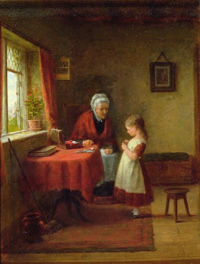 La première leçon de couture - Frederick Daniel Hardy