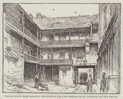 Le vieux White Hart, Borough, scène de la première rencontre de M. Pickwick et Sam Weller - Frederick George Kitton