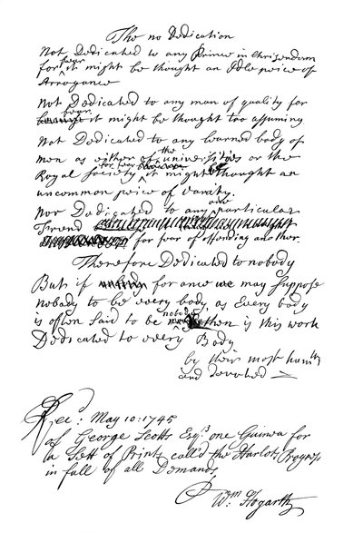 Dédicace écrite par William Hogarth - Frederick George Netherclift