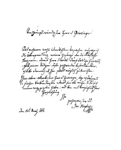 Lettre de Joseph Haydn à Herr von Griesinger, 1803 1865 - Frederick George Netherclift
