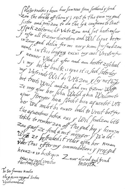 Lettre de Marie Stuart à Sir Francis Knollys, 1568 - Frederick George Netherclift