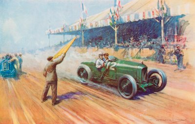 Sir Henry Segrave remportant la première victoire britannique en Grand Prix avec la Sunbeam de deux litres sur le circuit de Tours - Frederick Gordon (after) Crosby