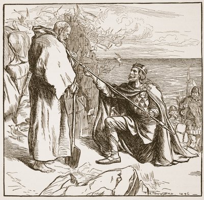 Egfrid suppliant Saint Cuthbert, illustration de 