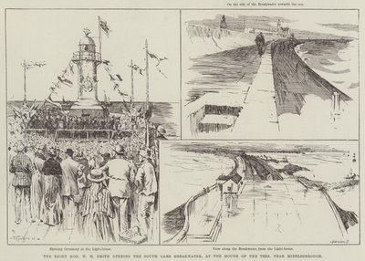Le très honorable W H Smith ouvrant le brise-lames de South Gare, à l