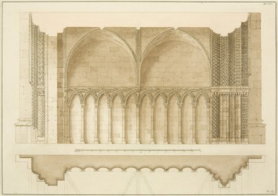 Porte du collège, section et plan - Frederick Mackenzie