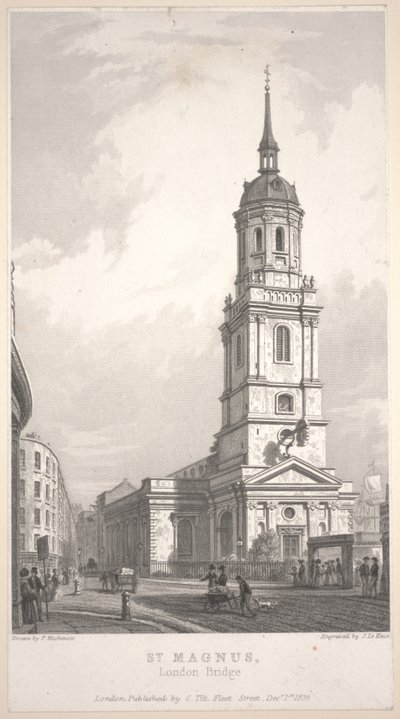 St. Magnus, London Bridge, gravure par John Henry Le Keux (1783-1846) - Frederick Mackenzie