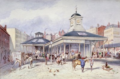 Vue du marché de Newgate à Paternoster Square, City de Londres, 1836 - Frederick Napoleon Shepherd