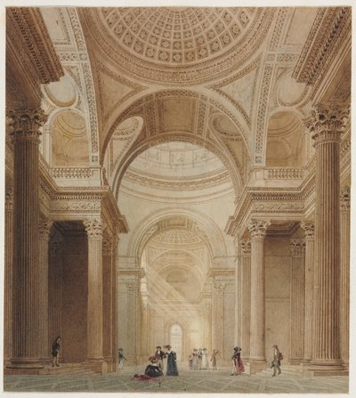 Intérieur du Panthéon à Paris (aquarelle sur mine de plomb) - Frederick Nash