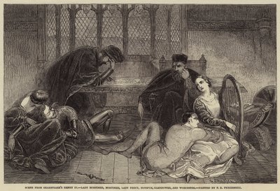 Scène de Henry IV de Shakespeare, Lady Mortimer, Mortimer, Lady Percy, Hotspur, Glendower et Worcester - Frederick Richard Pickersgill