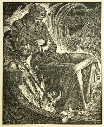 Mort du roi Warwulf, pub. 1915 - Frederick Sandys