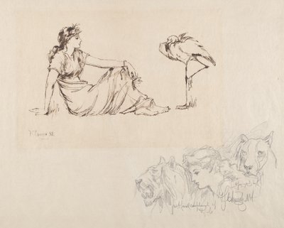 Femme et une grue (Vigilance ?) - Frederick Stuart Church