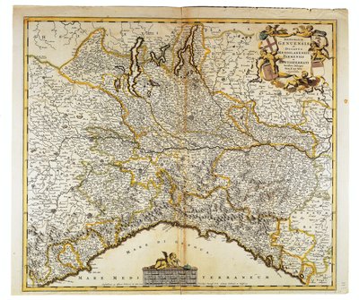 République de Gênes, duché de Milan, Parme et Monferrato, carte par Frederik de Wit, Amsterdam, gravure sur cuivre - Frederick de Wit