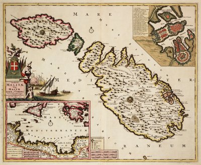Carte de Malte, Gozo et Comino - Frederick de Wit