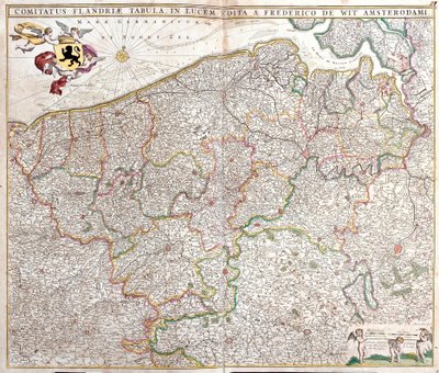 Carte du Comté de Flandre, France et Belgique - Frederick de Wit