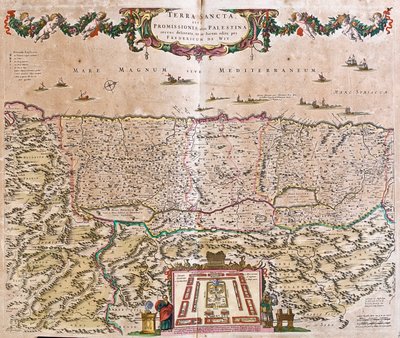 Carte de la Terre Sainte (Israël, Palestine) - Frederick de Wit