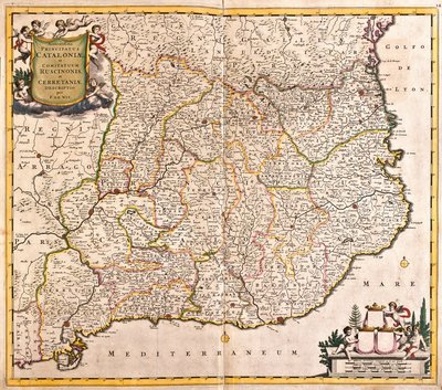Carte de la Principauté de Catalogne (Espagne) (gravure) - Frederick de Wit