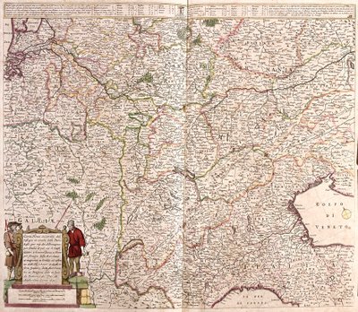Carte de la région de la chaîne des Alpes (France, Italie, Allemagne) - Frederick de Wit