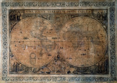 Nova Totius Terrarum Orbis Tabula, carte du monde à double hémisphère par Frederick de Wit (1629-1630 - 1706), dédiée à l