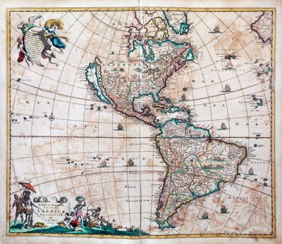 Novissima et totius Americae accurate descriptio, carte des Amériques et du Pacifique par Frederik de Wit, Amsterdam - Frederick de Wit