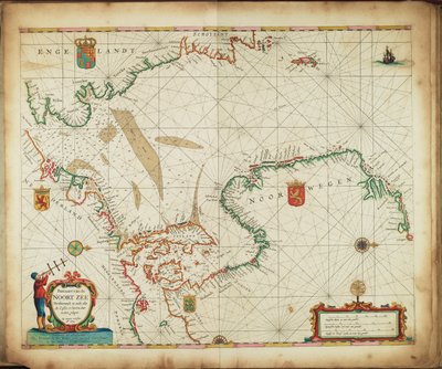 Carte de la mer du Nord montrant toutes les côtes et ports environnants - Frederick de Wit
