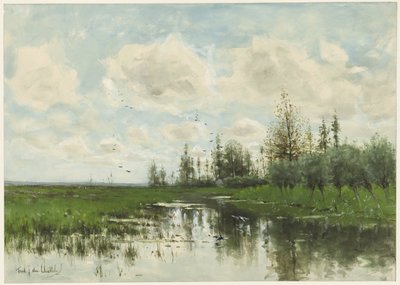 Étang avec des arbres et des prairies - Fredericus Jacobus van Rossum du Chattel