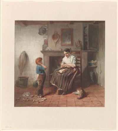 Intérieur avec un garçon, un cerf-volant et une femme - Frederik Willem Zürcher