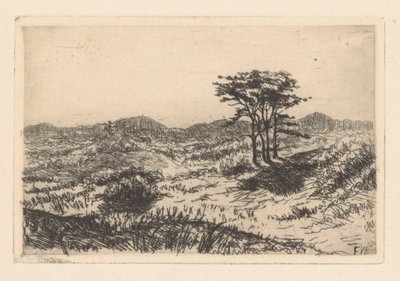 Paysage vallonné avec trois pins - Frederik van Eeden