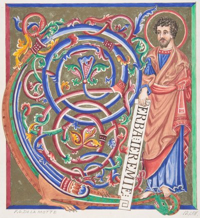 Initiale illuminée et Saint, 1830-62 - Freeman Gage Delamotte