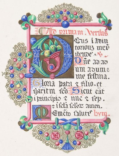 Lettre illuminée D dans une bordure décorée - Freeman Gage Delamotte