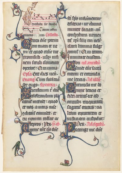 Feuille de manuscrit du Missel de Beauvais - French 13th Century
