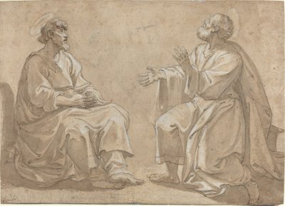 Deux saints assis - French 17th Century