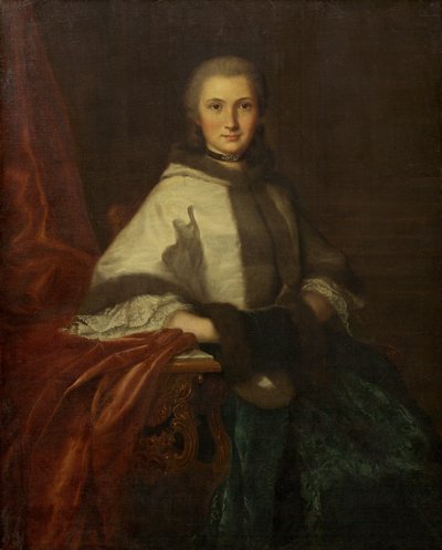Jeune femme avec un manchon - French 18th Century