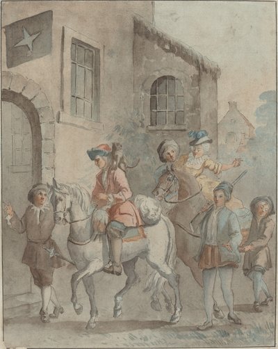 Arrivée à une auberge - French 18th Century after Jean Baptiste Oudry