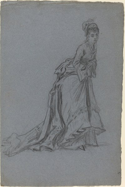 Jeune femme à la mode avançant - French 19th Century