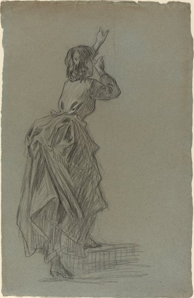 Jeune femme montant une marche - French 19th Century