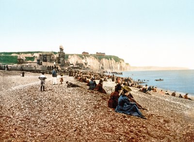 Plage et falaises blanches à Dieppe, 1890-1900 - French Photographer