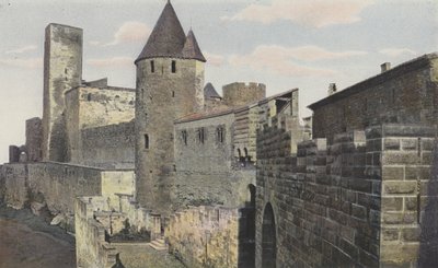 Carcassonne Cité, Vue O Chemin des remparts, Tour de la Justice (avant restauration) - French Photographer