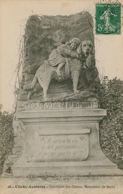 Clichy-Asnières - Cimetière des Chiens. Monument de Barry - French Photographer