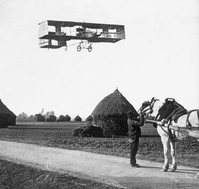 Vol par Henri Farman (1874-1958) de Châlons à Reims, 1908 - French Photographer