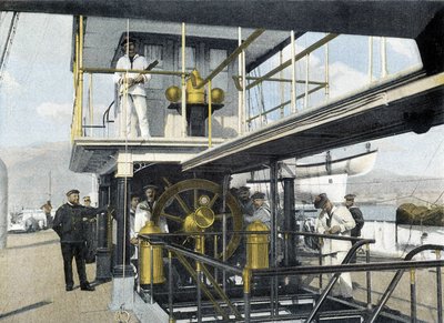 Marine française, fin XIXe siècle : exercice de barre de navigation - Bibl. des Arts Déco. - French Photographer