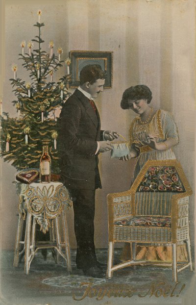 Carte postale de Joyeux Noël (photo colorisée à la main) - French Photographer
