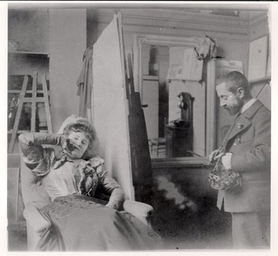 Henri de Toulouse-Lautrec (1864-1901) dans son atelier avec Misia Natanson - French Photographer