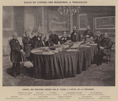 La Commune de Paris, Salle du Conseil des Ministres, à Versailles, Conseil des Ministres présidé par M. Thiers, à l