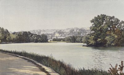 Lyon, Coteau de la Croix-Rousse, Vue prise au bord du lac du Parc de la Tête-d