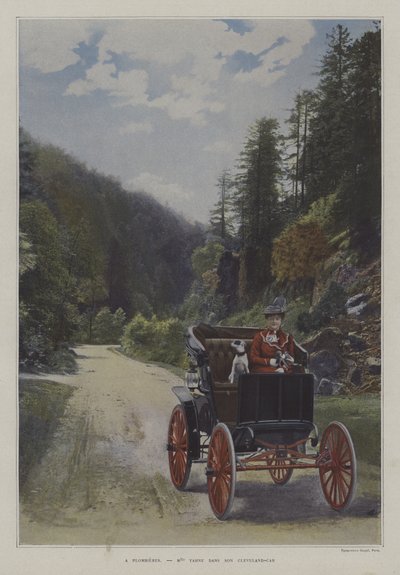 Mademoiselle Yahne dans sa voiture Cleveland à Plombières-les-Bains, France - French Photographer