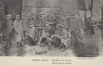 Mitrailleuse Maxim en position, Albert, Somme, Première Guerre mondiale - French Photographer