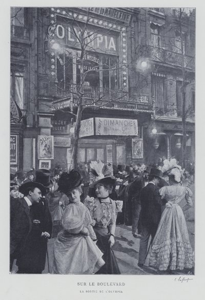 Sur le boulevard des Capucines devant la salle de musique Olympia, Paris - French Photographer