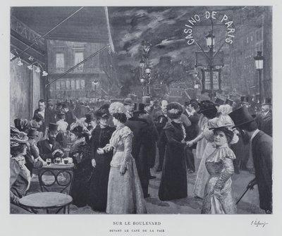 Sur le boulevard devant le Café de la Paix, Paris - French Photographer