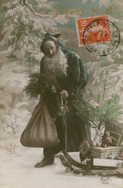 Carte postale du Père Noël, envoyée le 24 décembre 1913 - French Photographer