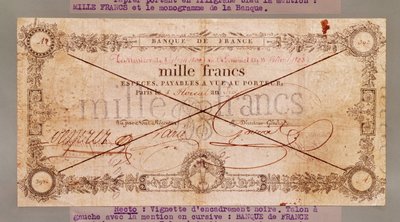Billet de 1000 Francs du 8 Floréal, An X (28 avril 1802) - French School
